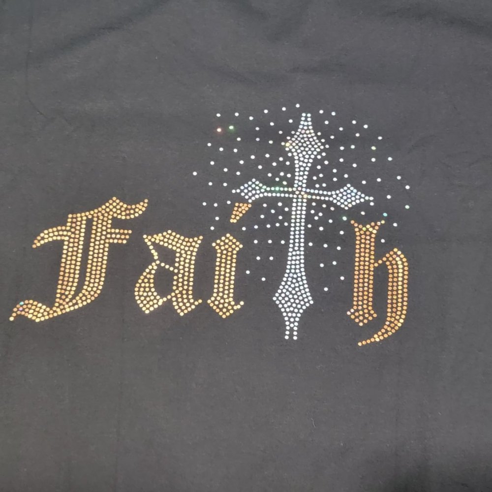 NWT Womans Crew Neck Faith Spangle T Shirt